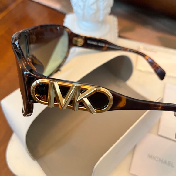 Michael Kors Accessories - Michael Kors Tortoise Empire Shield Sunglasses w/a Gold-Tone Monogram Logo NWOT